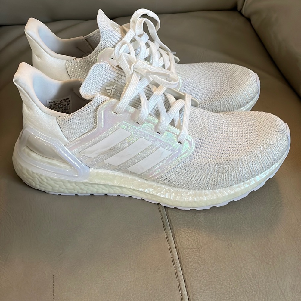 Adidas ultraboost 20 iridescent white worn once